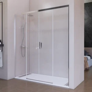 mampara ducha frontal corredera transparente cromo brillo antical 2 puertas 2 fijos 6mm 1