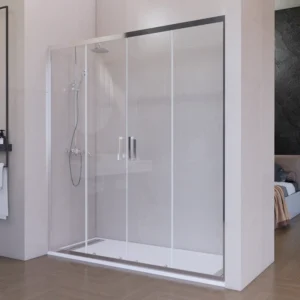 mampara ducha frontal corredera transparente cromo brillo antical 2 puertas 2 fijos 6mm perfil inferior 1