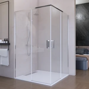 mampara ducha rectangular corredera transparente negro mate plata brillo cromo antical 2 puerta 2 fijo 6mm 1 1