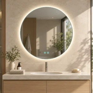 espejo de baño redondo led antivaho doble touch luna pro 2