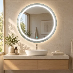 espejo de baño redondo led frontal touch alba 2