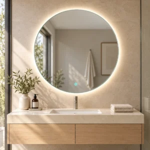 espejo de baño redondo retroiluminado touch luna 2